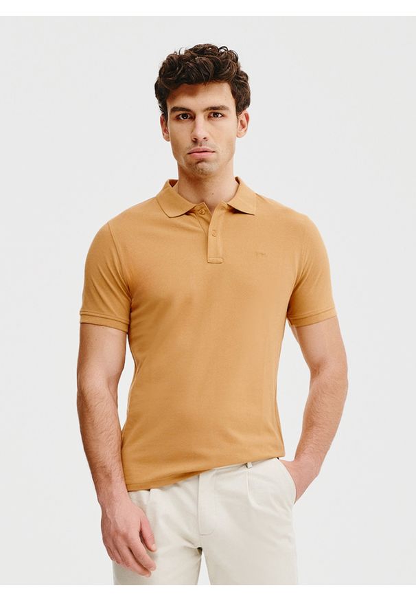 Pako Lorente - PAKO LORENTE – Gładki t-shirt polo w pomarańczowym kolorze. Okazja: na co dzień. Typ kołnierza: polo. Kolor: czerwony, biały, pomarańczowy. Materiał: bawełna. Wzór: gładki. Styl: casual