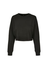 BUILD YOUR BRAND - Sweter Damski / Damski Z Przyciętym Dekoltem Z Frotte. Kolor: czarny
