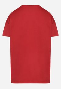Born2be - Bordowy Klasyczny T-shirt Oversize z Bawełny Zivassa. Okazja: na co dzień. Kolor: czerwony. Materiał: bawełna. Styl: klasyczny