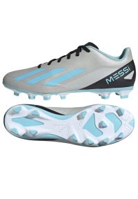 Adidas - Buty piłkarskie adidas X Crazyfast Messi.4 FxG M IE4072 odcienie szarości szare. Zapięcie: sznurówki. Kolor: szary. Materiał: guma, syntetyk. Sport: piłka nożna