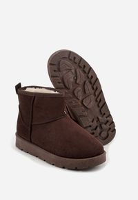 Born2be - Brązowe Wsuwane Śniegowce do Kostki z Imitacji Zamszu Atuvitta. Okazja: na co dzień. Zapięcie: bez zapięcia. Kolor: brązowy. Materiał: zamsz. Styl: casual #3