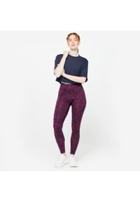 DOMYOS - Koszulka damska Domyos Gym & Pilates crop top. Kolor: niebieski. Materiał: materiał, włókno, lyocell, bawełna. Sport: joga i pilates