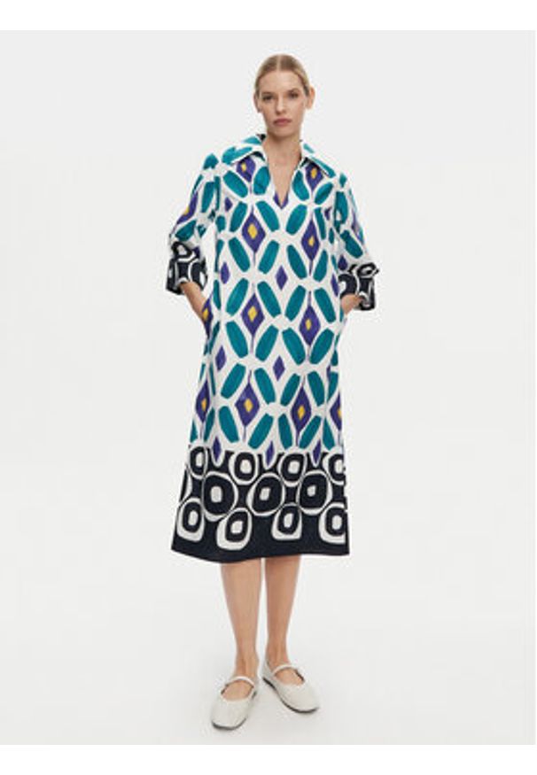 Luisa Spagnoli Sukienka codzienna Prudenza 542073 Kolorowy Loose Fit. Okazja: na co dzień. Materiał: bawełna. Wzór: kolorowy. Typ sukienki: proste. Styl: casual