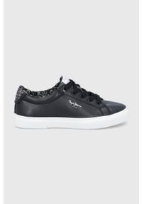 Pepe Jeans Tenisówki Kenton Plain damskie kolor czarny. Nosek buta: okrągły. Zapięcie: sznurówki. Kolor: czarny. Materiał: guma