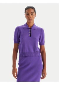 Pinko - PINKO Sweter Gorgona 105450 A2Q9 Fioletowy Regular Fit. Kolor: fioletowy. Materiał: wełna