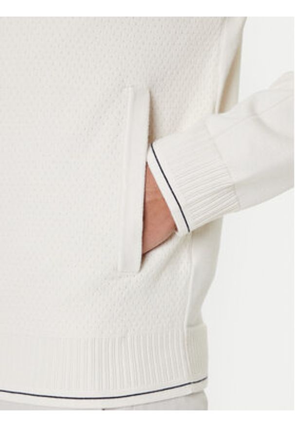 BOSS Kardigan League FZ 50547505 Écru Regular Fit. Materiał: wiskoza