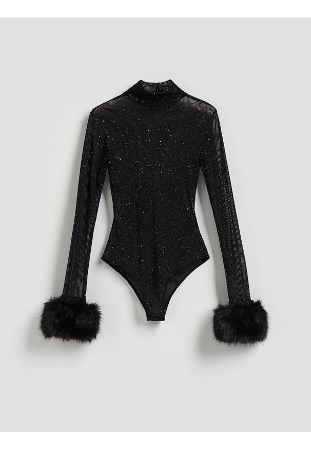 Reserved - Body z metaliczną nicią - czarny. Kolor: czarny