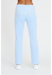 Juicy Couture - JUICY COUTURE Błękitne spodnie Tina Track Pants. Kolor: niebieski. Materiał: dresówka