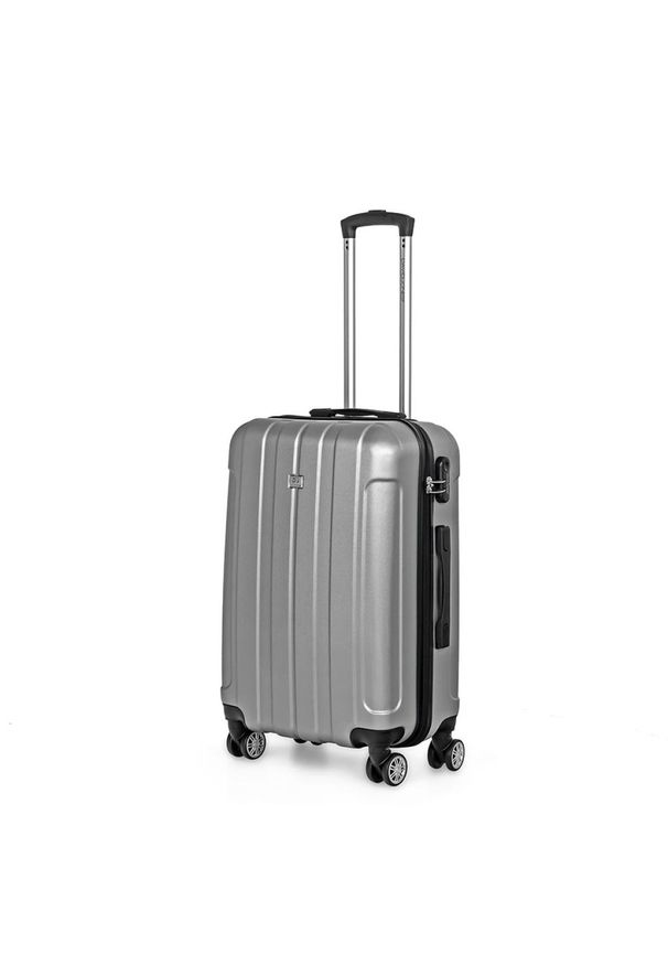DAVID JONES - Walizka na kółkach David Jones BA-1050-4S srebrna - średnia 65l. Kolor: srebrny. Materiał: guma, kauczuk, materiał. Styl: elegancki, klasyczny