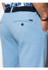 Ombre Clothing - Krótkie spodenki męskie casual W224 - błękitne - XXL. Okazja: na co dzień. Kolor: niebieski. Materiał: dzianina, poliester, elastan, bawełna. Długość: krótkie. Styl: casual #4