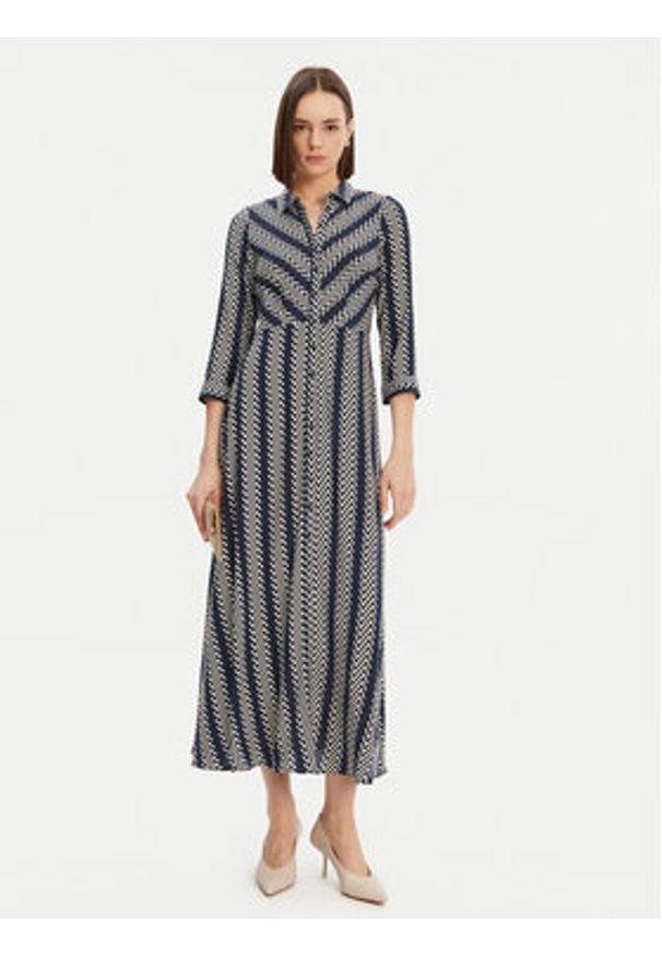 YAS Sukienka koszulowa Savanna 26022663 Granatowy Loose Fit. Kolor: niebieski. Materiał: wiskoza. Typ sukienki: koszulowe