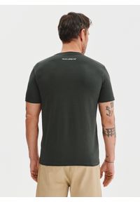 Pako Lorente - PAKO LORENTE – Bawełniany oliwkowy t-shirt. Okazja: na co dzień. Kolor: niebieski, żółty, oliwkowy. Materiał: bawełna. Styl: casual #8