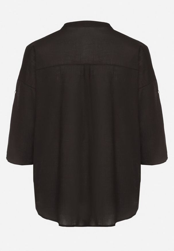 Born2be - Czarna Koszula z Bawełną w Haftowane Kwiaty Tolarea. Okazja: na co dzień. Kolor: czarny. Materiał: bawełna. Wzór: kwiaty, haft. Styl: elegancki, casual