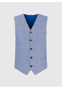 Pako Lorente - PAKO LORENTE – Męska niebieska kamizelka w kratkę. Kolor: niebieski. Wzór: kratka #8