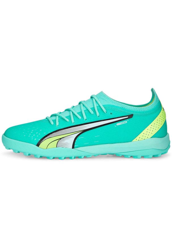 Buty męskie Puma Ultra Ultimate Cage. Kolor: zielony. Materiał: materiał, syntetyk. Sport: piłka nożna