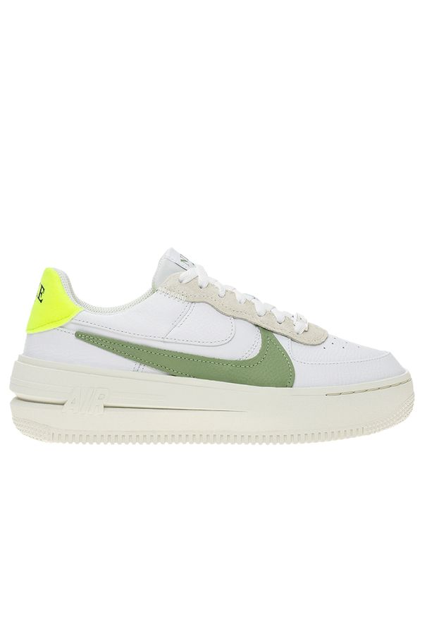 Buty Nike Air Force 1 PLT.AF.ORM FJ4739-100 - białe. Okazja: na co dzień. Kolor: biały. Materiał: materiał, skóra, guma. Szerokość cholewki: normalna. Obcas: na platformie. Model: Nike Air Force