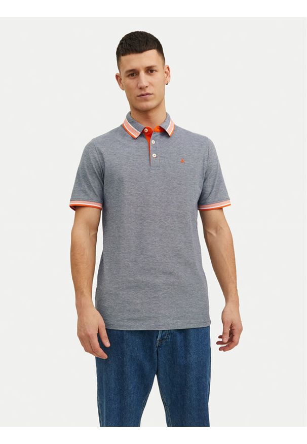 Jack & Jones Polo Paulos 12136668 Szary Slim Fit. Typ kołnierza: polo. Kolor: szary. Materiał: bawełna