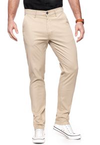 Wrangler - WRANGLER SPODNIE MĘSKIE CHINO CAMEL WASHED W16LHE49J. Materiał: materiał