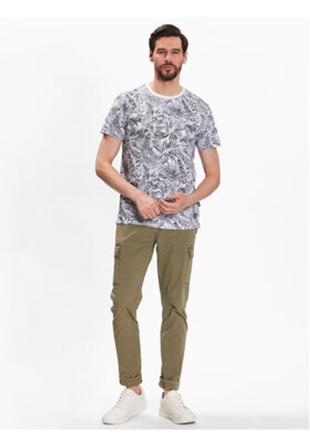 INDICODE T-Shirt Palme 40-935 Szary Regular Fit. Kolor: szary. Materiał: bawełna