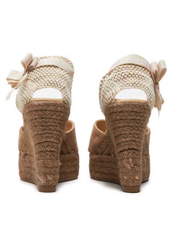 Manebi Espadryle Hamptons Heart-Shaped Wedge Espadrilles W 1.6 WH Beżowy. Kolor: beżowy. Materiał: zamsz, skóra