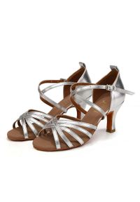 BURTAN - Buty do tańca damskie salsa taniec towarzyski Burtan Havana 7 cm. Kolor: szary. Sport: taniec