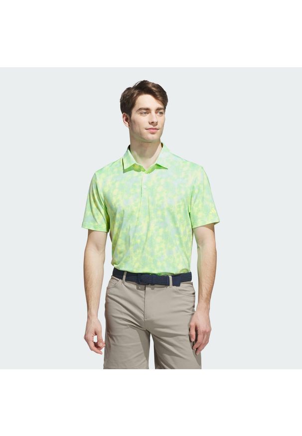 Adidas - Koszulka Ultimate365 Textured Print. Typ kołnierza: golf, polo. Kolor: zielony, biały, wielokolorowy. Wzór: nadruk. Styl: elegancki, sportowy