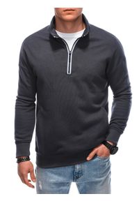 Ombre Clothing - Bluza męska ze stójka rozpinaną na suwak - grafitowa V7 B1353 - M. Typ kołnierza: kołnierzyk stójkowy. Kolor: szary. Materiał: bawełna, poliester