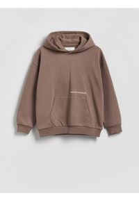 Reserved - Bawełniana bluza oversize - brązowy. Kolor: brązowy. Materiał: bawełna