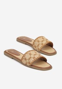 Born2be - Brązowe Klapki z Geometrycznym Wzorem w Stylu Boho Zeroma. Okazja: na co dzień. Kolor: brązowy. Wzór: geometria. Sezon: lato. Styl: boho #4