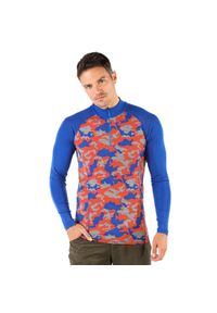 WOOLONA - Bluza turystyczna męska Woolona Asker Zip z długim rękawem. Kolor: niebieski. Długość rękawa: długi rękaw. Długość: długie