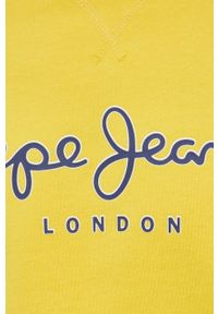 Pepe Jeans bluza bawełniana GEORGE CREW męska kolor żółty z nadrukiem. Okazja: na co dzień. Kolor: żółty. Materiał: bawełna. Wzór: nadruk. Styl: casual #4