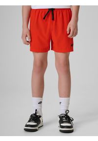 4f - 4F Spodenki plażowe boardshorty chłopięce - czerwone 134/140 (8-10 lat). Kolor: czerwony. Materiał: włókno #2