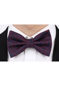 Mucha Męska w Zestawie z Poszetką - Alties - Granat i Bordo, Paisley. Kolor: czerwony, niebieski, wielokolorowy. Wzór: paisley. Styl: elegancki, sportowy #3