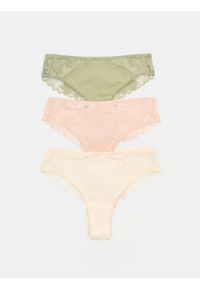 Sinsay - Majtki brazyliany z koronką 3 pack - wielobarwny. Materiał: koronka. Wzór: koronka