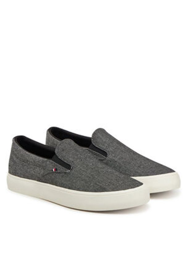 TOMMY HILFIGER - Tommy Hilfiger Tenisówki Th Hi Vulc Low Slip On Ch FM0FM05390 Szary. Zapięcie: bez zapięcia. Kolor: szary. Materiał: materiał