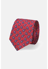 Lancerto - Krawat Czerwony Paisley. Kolor: czerwony. Materiał: jedwab. Wzór: paisley