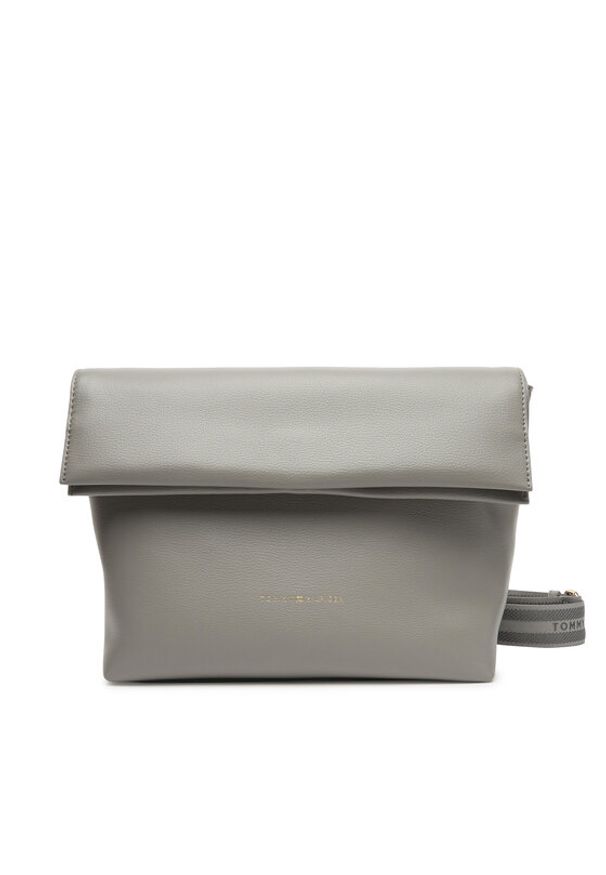 TOMMY HILFIGER - Tommy Hilfiger Torebka Th Logotape Med Crossover AW0AW17692 Szary. Kolor: szary. Materiał: skórzane