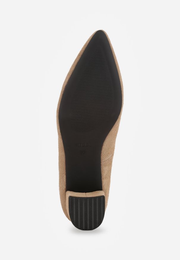 Born2be - Ciemnobeżowe Skórzane Czółenka VICES na Obcasie Delmavere. Okazja: na co dzień. Kolor: beżowy. Materiał: skóra. Obcas: na obcasie. Styl: elegancki, casual. Wysokość obcasa: średni