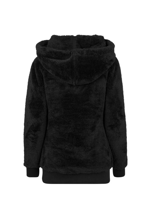 Urban Classics - Długa Bluza Z Kapturem Damska Teddy Fleece. Typ kołnierza: kaptur. Kolor: czarny. Długość: długie