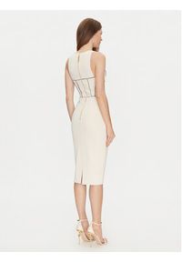 Elisabetta Franchi Sukienka koktajlowa AB-724-51E2-V440 Écru Slim Fit. Materiał: syntetyk. Styl: wizytowy