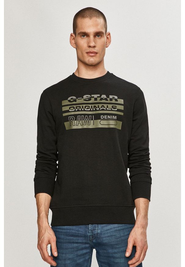 G-Star RAW - G-Star Raw - Bluza. Okazja: na co dzień. Kolor: czarny. Wzór: nadruk. Styl: casual
