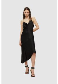 AllSaints sukienka kolor czarny midi prosta. Okazja: na co dzień. Kolor: czarny. Długość rękawa: na ramiączkach. Typ sukienki: proste. Styl: casual. Długość: midi #4