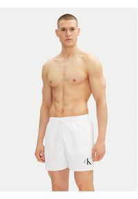 Calvin Klein Swimwear Szorty kąpielowe KM0KM01101 Biały Regular Fit. Kolor: biały. Materiał: syntetyk #4