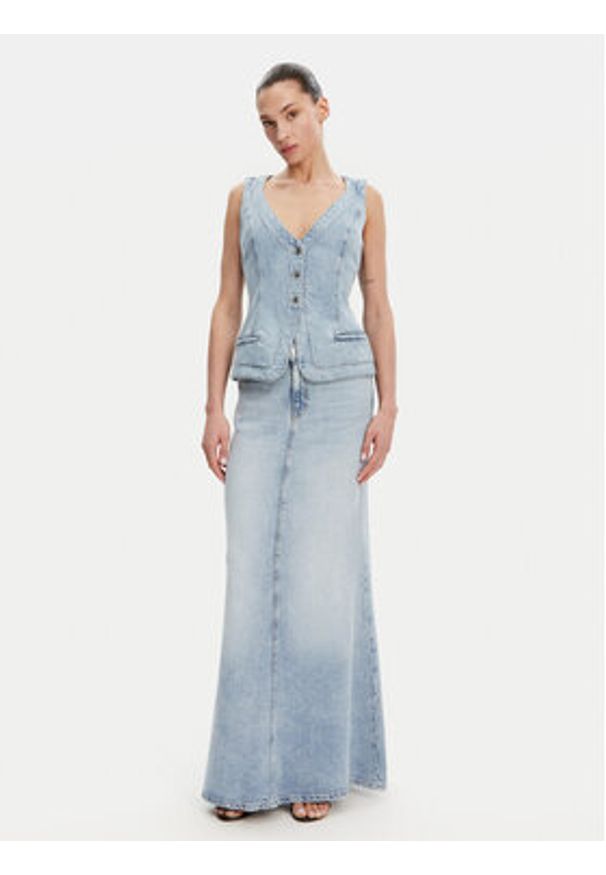 Guess Spódnica jeansowa W5GD83 D5B96 Niebieski Regular Fit. Kolor: niebieski. Materiał: lyocell