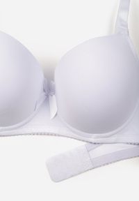 Born2be - Biały Gładki Biustonosz Zdobiony Kokardką Ocerien. Kolor: biały. Materiał: koronka. Wzór: aplikacja, gładki #4