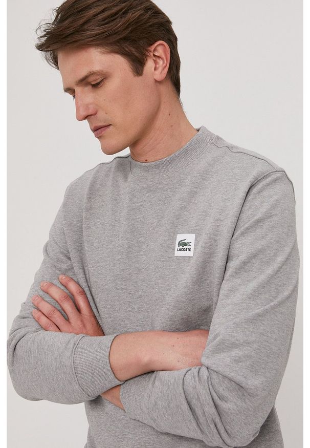 Lacoste - Bluza bawełniana. Okazja: na co dzień. Kolor: szary. Materiał: bawełna. Wzór: gładki. Styl: casual