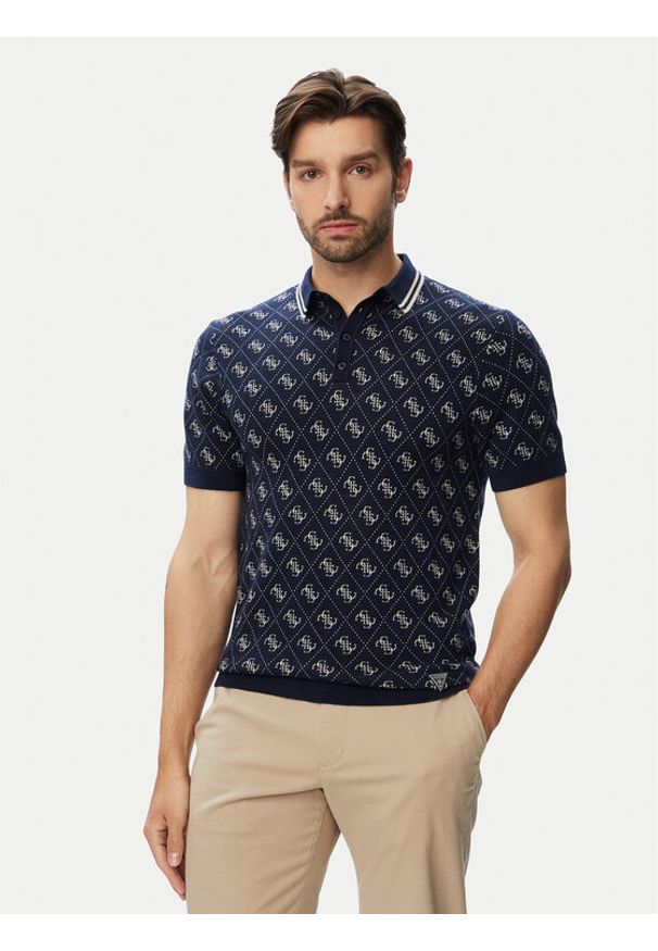 Guess Polo M6YR10 Z0915 Granatowy Regular Fit. Typ kołnierza: polo. Kolor: niebieski. Materiał: syntetyk