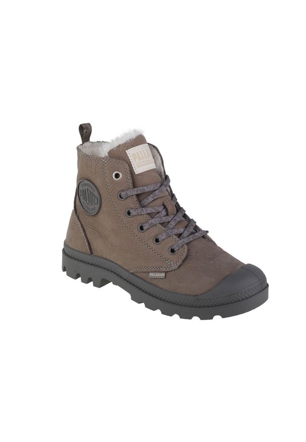 Buty sportowe Sneakersy damskie, Palladium Pampa Hi Zip WL. Kolor: szary. Materiał: skóra, zamsz, tkanina, guma, nubuk. Sport: turystyka piesza
