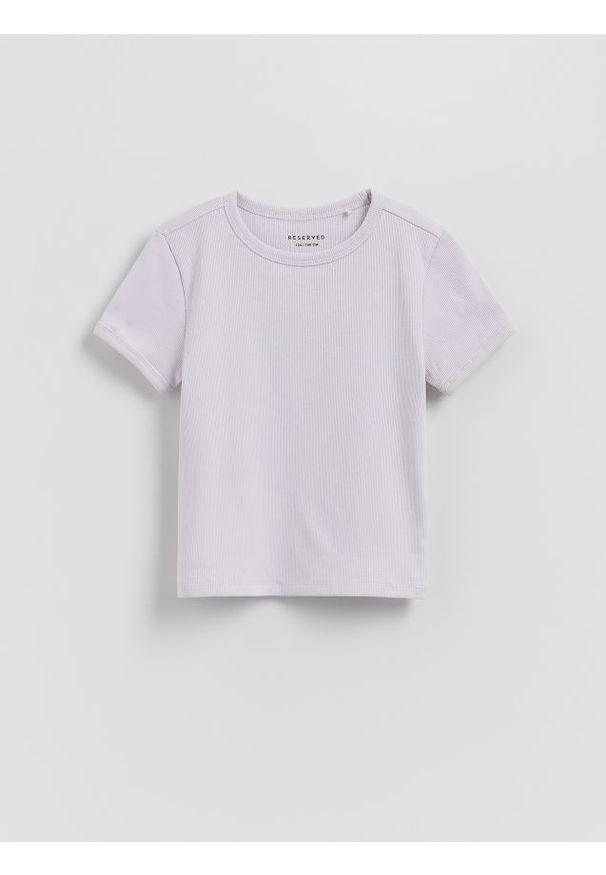 Reserved - Bawełniany t-shirt - lawendowy. Kolor: fioletowy. Materiał: bawełna