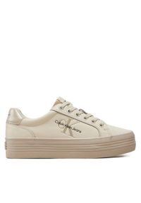 Calvin Klein Jeans Sneakersy Vulc Flatform Laceup Lth YW0YW01474 Écru. Materiał: skóra